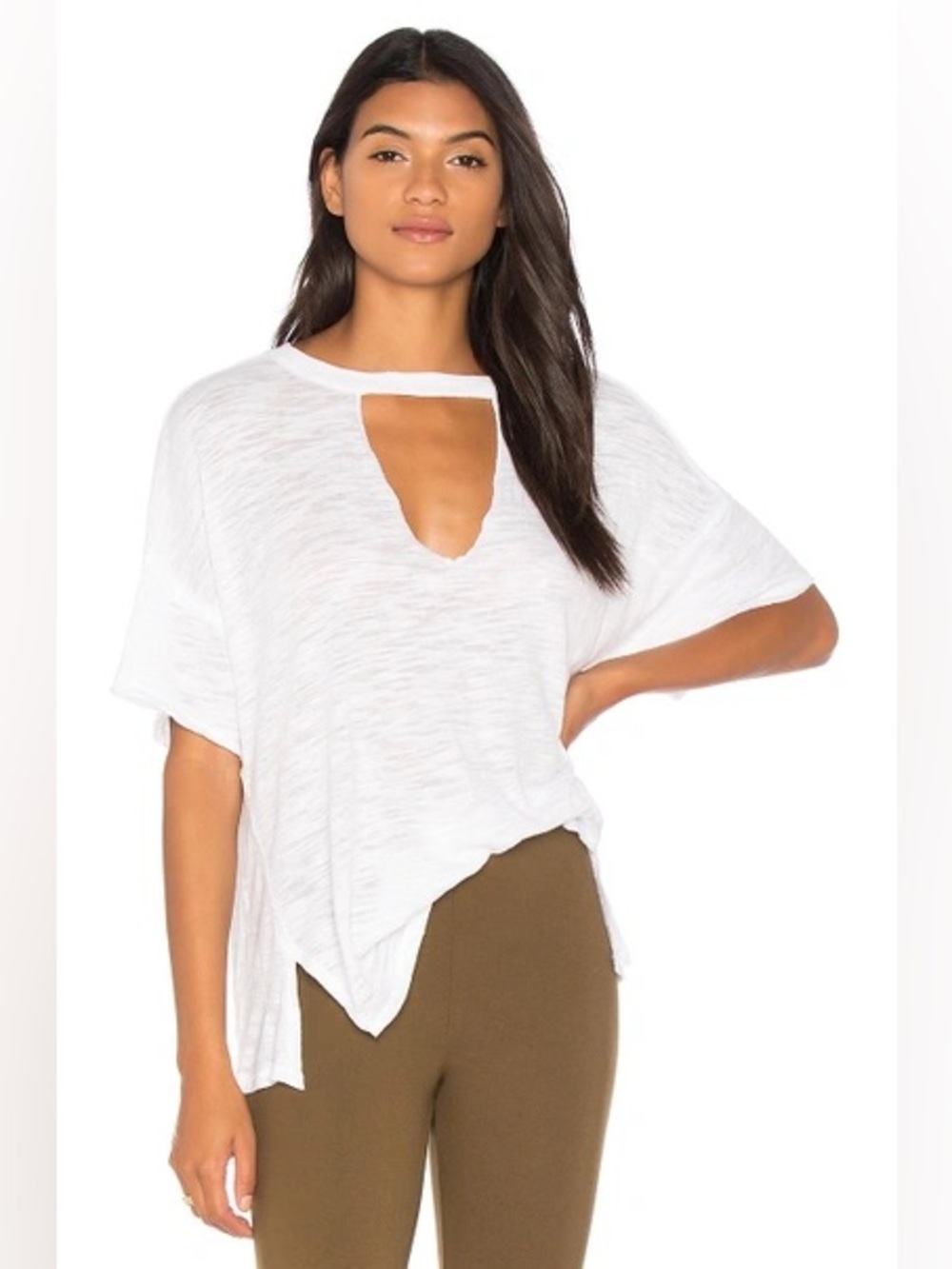 FREE PEOPLE We The Free Jordan Burnout Tee In White Size XS Boho Coastal Summer
